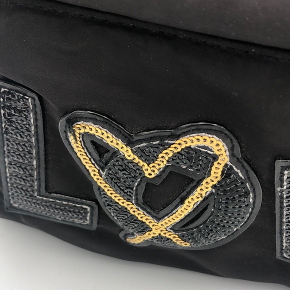 Victoria's Secret Black Backpack with Gold Embellishments Hearts & Wings - Picture 4 of 11